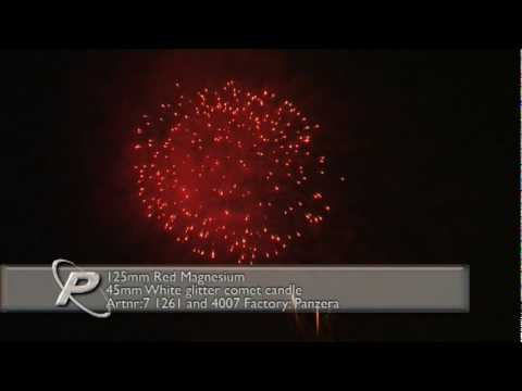 Italian Fireworks Demo  - Panzera - Red Magnesium 125mm