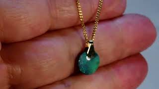 m16800 Solid 18k gold Solid Australian black opal necklace