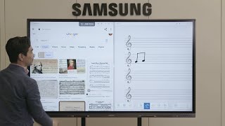 How to access split screen mode on the Samsung Interactive Display