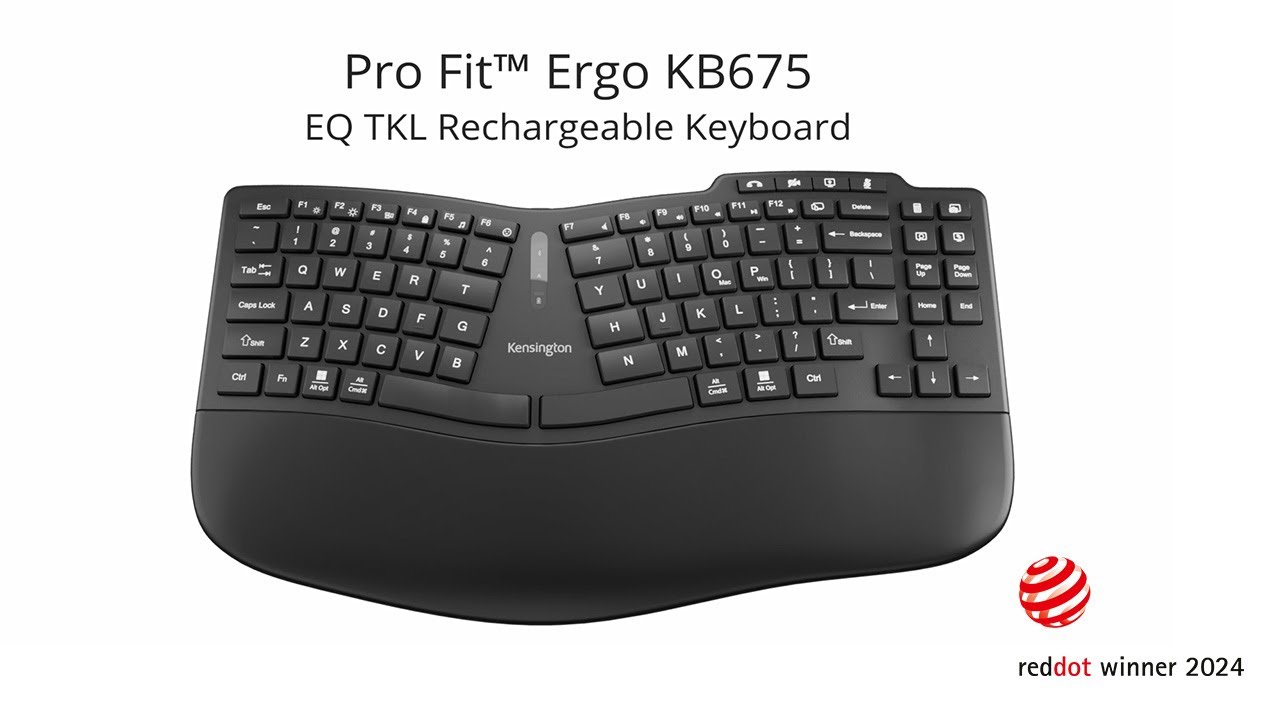 Pro Fit Ergo KB675 EQ TKL Rechargeable Keyboard I 2024 Red Dot Design Award Winner