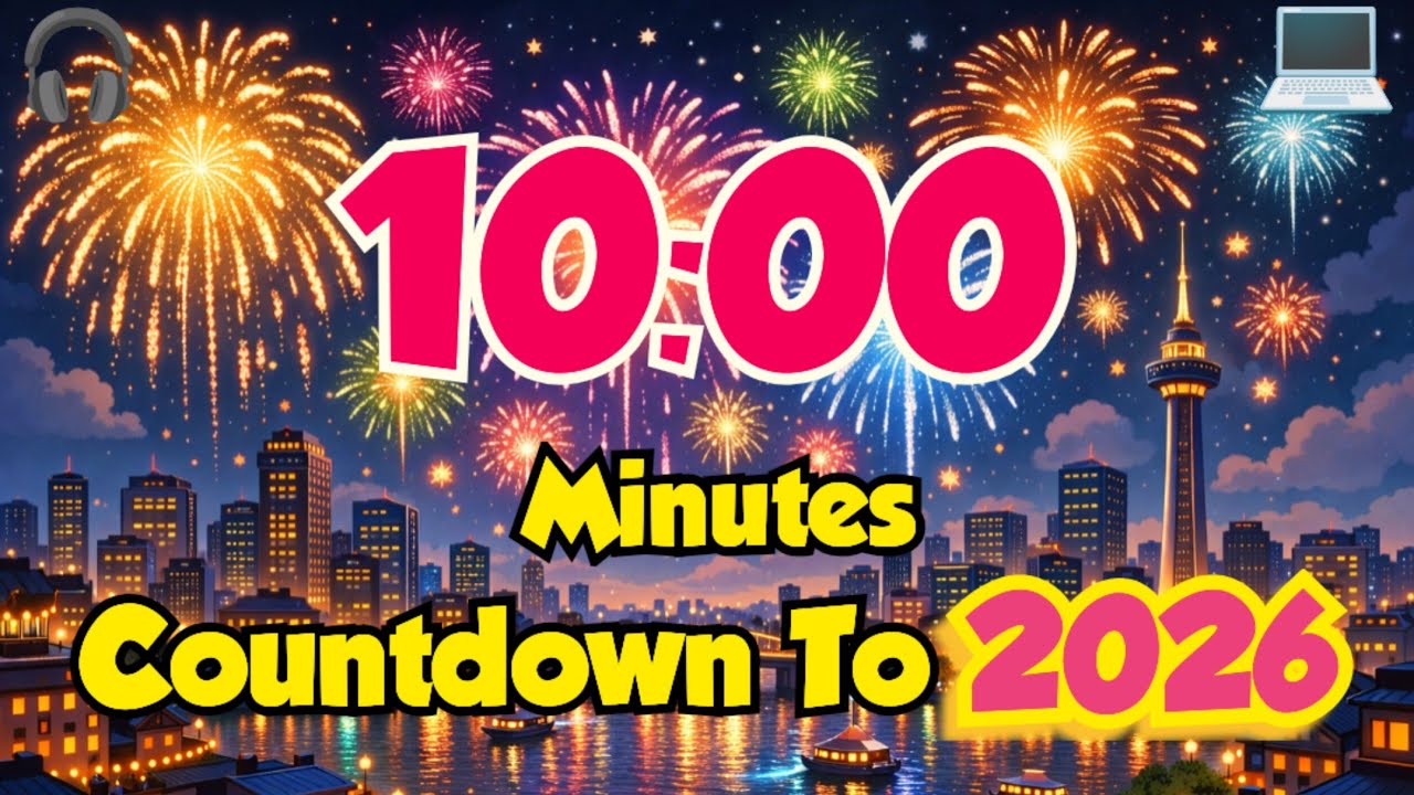 10 Minute Countdown to 2026 🎆 New Year Fireworks Timer
