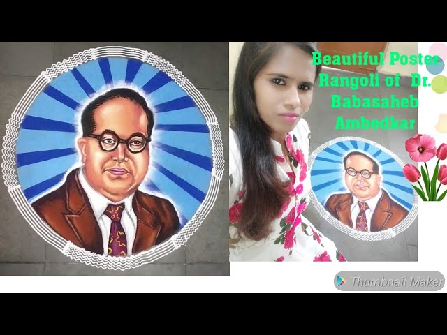 Portrait Rangoli art indian jurist Ambedkar by jyoti