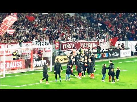 3-2 Wahnsinn! SC Freiburg Südkurve feiert Sieg gegen RC Lens | Europa League Feb 2024