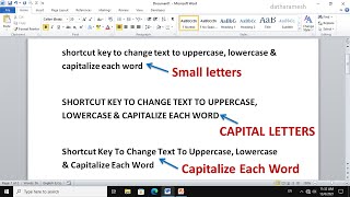 Shortcut Key to Change Text to Uppercase, Lowercase In MS Word