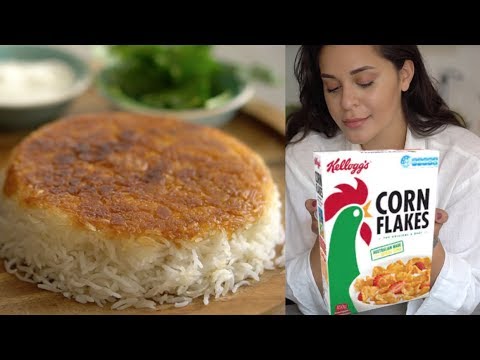ESEPOP: PERSISCHER REIS MIT CORNFLAKES KRUSTE/TAHDIG