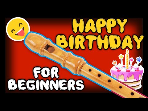 Happy Birthday Recorder with backing track for beginners - Joyeux anniversaire à la flûte à bec