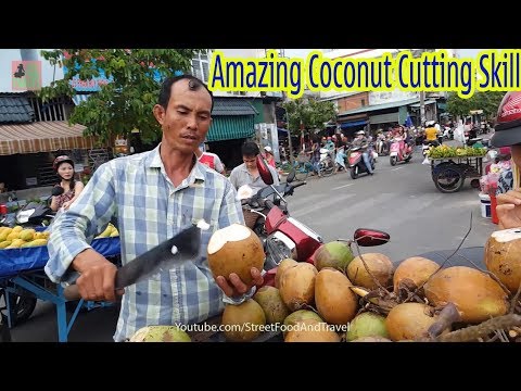 Amazing Coconut Cutting Skill - Fruit Market Worker Street Food Vietnam 2018