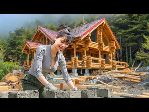 Building the Most Beautiful House – Amazing Wooden House Construction by a Girl (4K)