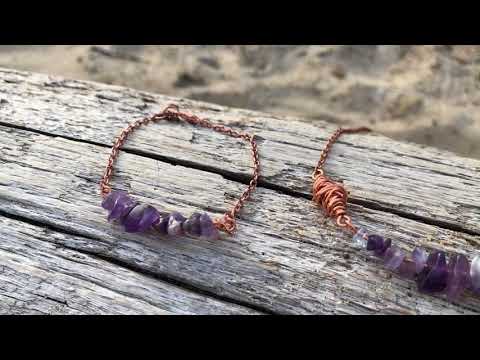 Amethyst Gemstone and Copper Jewelry at the beach
