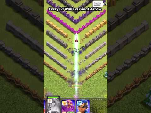 Every Lvl Walls Verses Giant Arrow (Clash of Clans) | #shorts #clashofclans