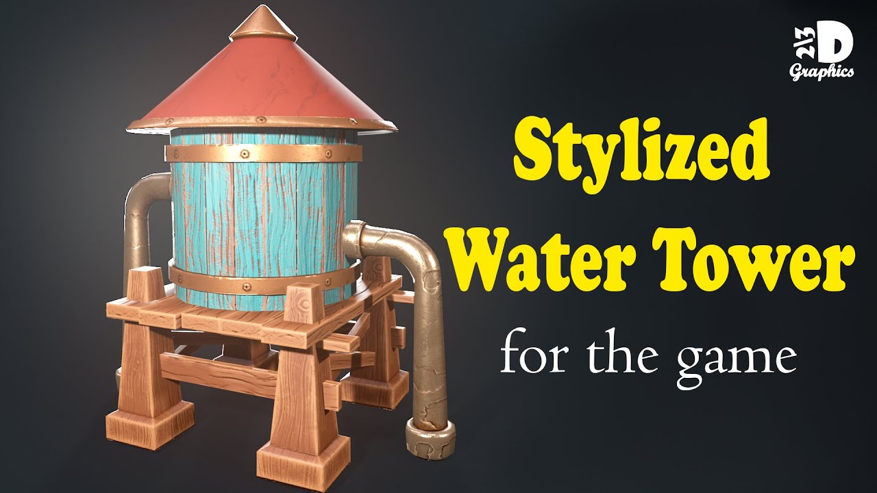 A stylized water tower for the game 3D Model