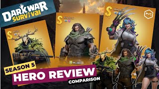 Dark War Survival Season 5 Heroes Review and Comparison - Ryan, Shadow & Angela