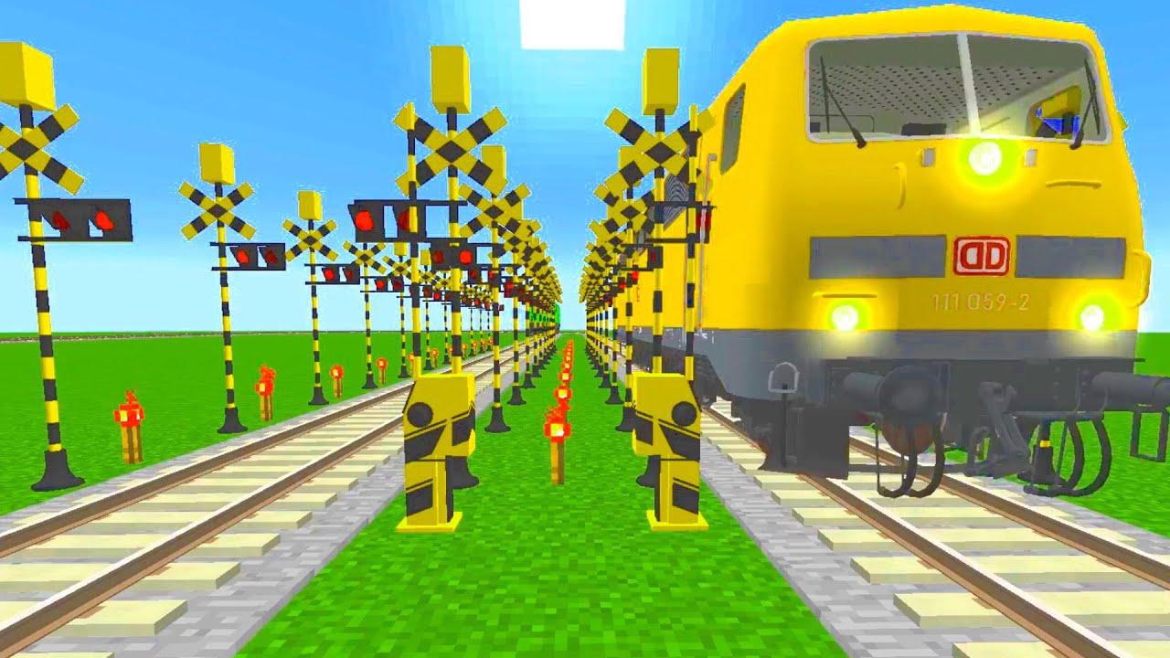 Railway Trains  Railroad Crossing Minecraft【踏切アニメ】