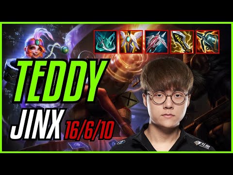 TEDDY - JINX vs APHELIOS ADC - KR GRANDMASTER - PATCH 11.8 QUADRAKILL