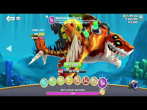Hungry Shark World - NEW Meltdown Shark Unlocked Bigger, Stronger & Faster Android Gameplay 2020