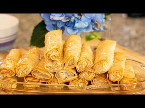 Flogeres: Greek  Almond Filled Phyllo Flutes