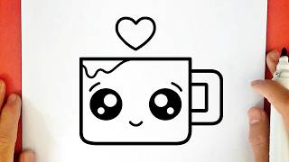 Como desenhar uma XÍCARA KAWAII