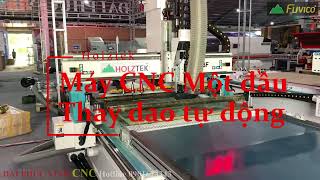 Máy cnc nesting một đầu thay dao tự động Holztek Pro-R1BF. Cho hàng tân cổ điển nhiều định dạng.