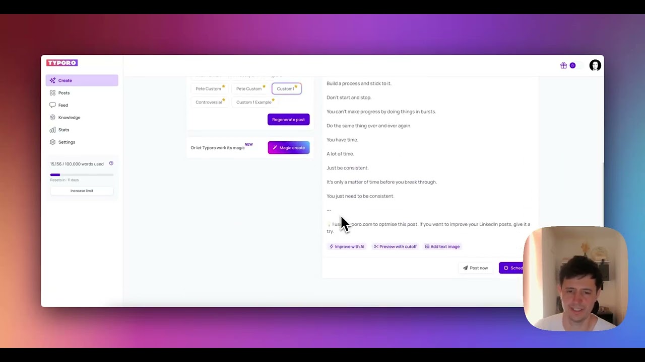 Setting up custom prompts in Typoro
