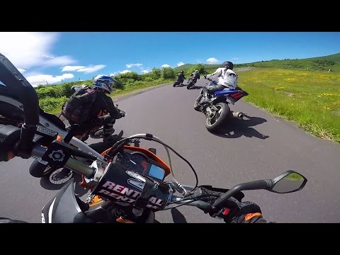 Epic Supermoto Battle on Mountain Pass