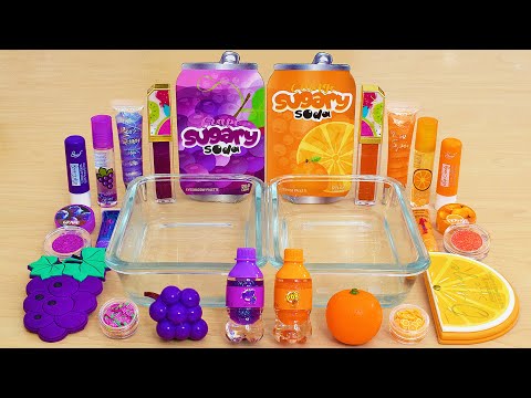 Grape vs Orange - Mixing Makeup Eyeshadow Into Slime ASMR