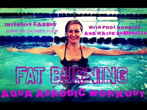 Fat Burning Aqua Aerobic Workout with Water Dumbbells and Pool Noodles