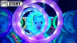 Hamster in a transparent Cube maze with an aquarium, neon Cyberpunk and Minecraft 🐟 Homura Ham