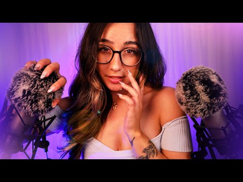 ASMR | Mouth Sounds & Fluffy Mic Brushing = TINGLE HEAVEN! 😴 (1 HOUR w/ black screen)