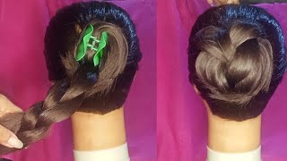 Hairstyle Tutorial Just 2 Minute With Braiding Hair || Easy Bun Hairstyle || BARNA'S MAKEOVER