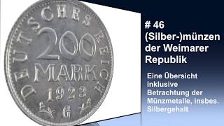 Münzen der Weimarer Republik Silbergehalt