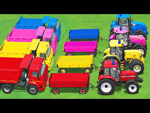 TRANSPORT CLAAS & FASTRAC CASE TRACTOR & FLATBED TRAILER ON MUDDY ROAD! Farming Simulator 22
