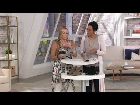 Earth Suede Perforated Peep-toe Booties - Marietta Seren on QVC