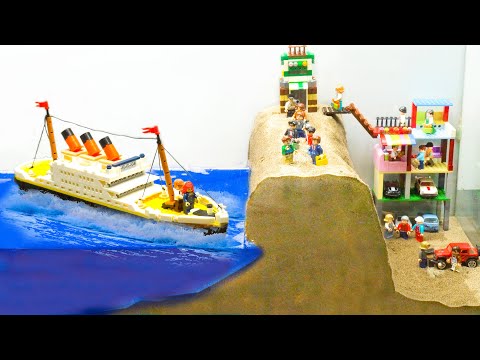 BIGGEST LEGO DAM BREACH EXPERIMENT - LEGO Titanic Sinking & Sand Dam Collapse -NEW LEGO Titanic 2023