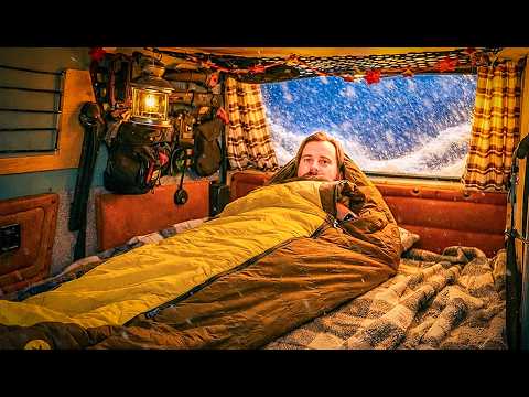 Extreme Winter Vanlife | Alone in a Blizzard | VW T3 ASMR