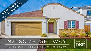 921 Somerset Way: Brand-New 4 Bed, 3 Bath Home For Rent in Patterson, CA w/Solar & Double Slider