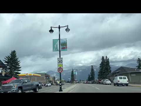 Driving in Downtown Jasper - Alberta Canada (4K)
