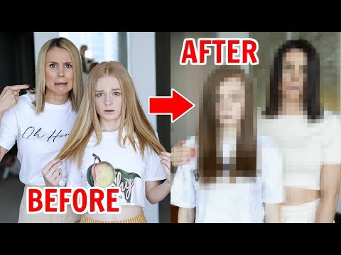 MOM & TEEN EXTREME MAKEOVER: BLONDES to BRUNETTES! | Family Fizz