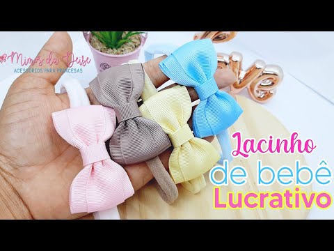 LAÇO GRAVATINHA LINDO - laço de bebê para iniciantes  - Diy ribbon bow hair