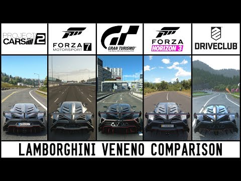 GT SPORT vs PCARS 2 vs FORZA 7 vs HORIZON 3 vs DRIVECLUB - Lamborghini Veneno