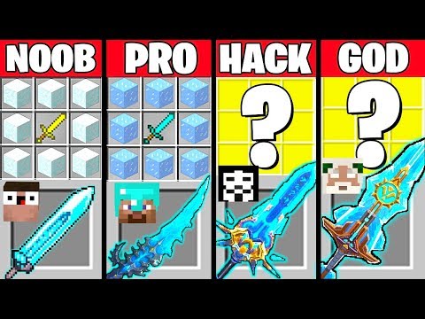 Minecraft Battle: MAGIC FROZEN SWORD CRAFTING CHALLENGE NOOB vs PRO vs HACKER vs GOD Funny Animation
