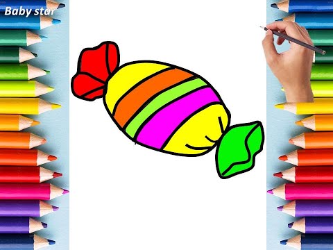 تعليم الاطفال رسم الباندا والقطة والحلوى | بيبى ستار| how to draw pa nda, cat, sweet هنا hana