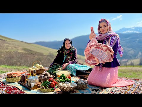 IRAN Village Life | Cooking Lamb Shoulder Recipe with Rice and Vegetables