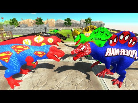SUPERMAN & FLASH & BATMAN (JUSTICE LEAGUE) TEAM DEATH RUN - Animal Revolt Battle Simulator