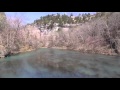 HD drone footage from a flyover Ha Ha Tonka spring