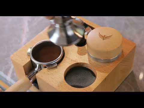 Ultimate Espresso Tamping Station for 54mm & 58mm – Beech Wood Organizer for Breville & More