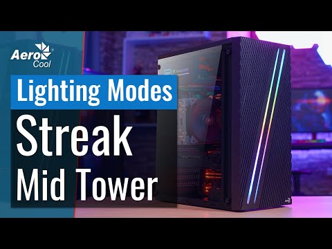 AEROCOOL AEROPGSSTREAK-A-BKRG kompiuterio dėklas ATX Aerocool STREAK RGB USB 3.0 – DVIGUBA RGB JUOSTA 1x80mm VENTILIATORIUS video