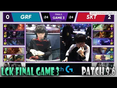 SKT vs GRF Game 3 | Finals LCK 2019 Spring Playoffs | Griffin vs SK Telecom T1 - Patch 9.6