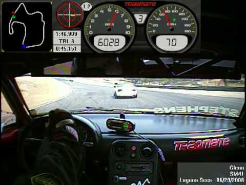 Laguna Seca Spec Miata 41 Glenn Traqmate GPS Data Acquisition