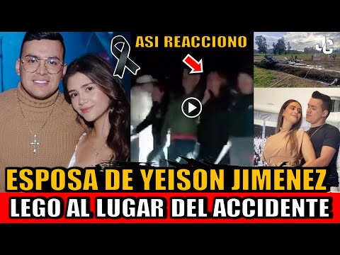 Yeison Jimenez's wife arrives at the scene of the accident and bursts into tears. Sonia Restrepo'...