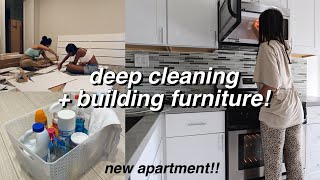 DEEP CLEANING OUR NEW APARTMENT! & Assembling Apartment Furniture! | MOVING VLOG 7